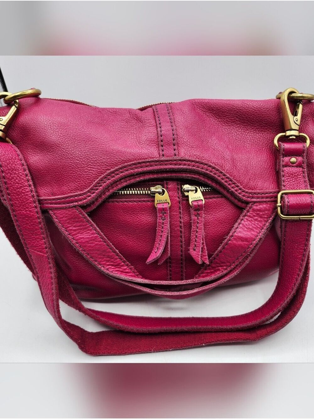 Fossil Women's Pink Leather Crossbody Bag